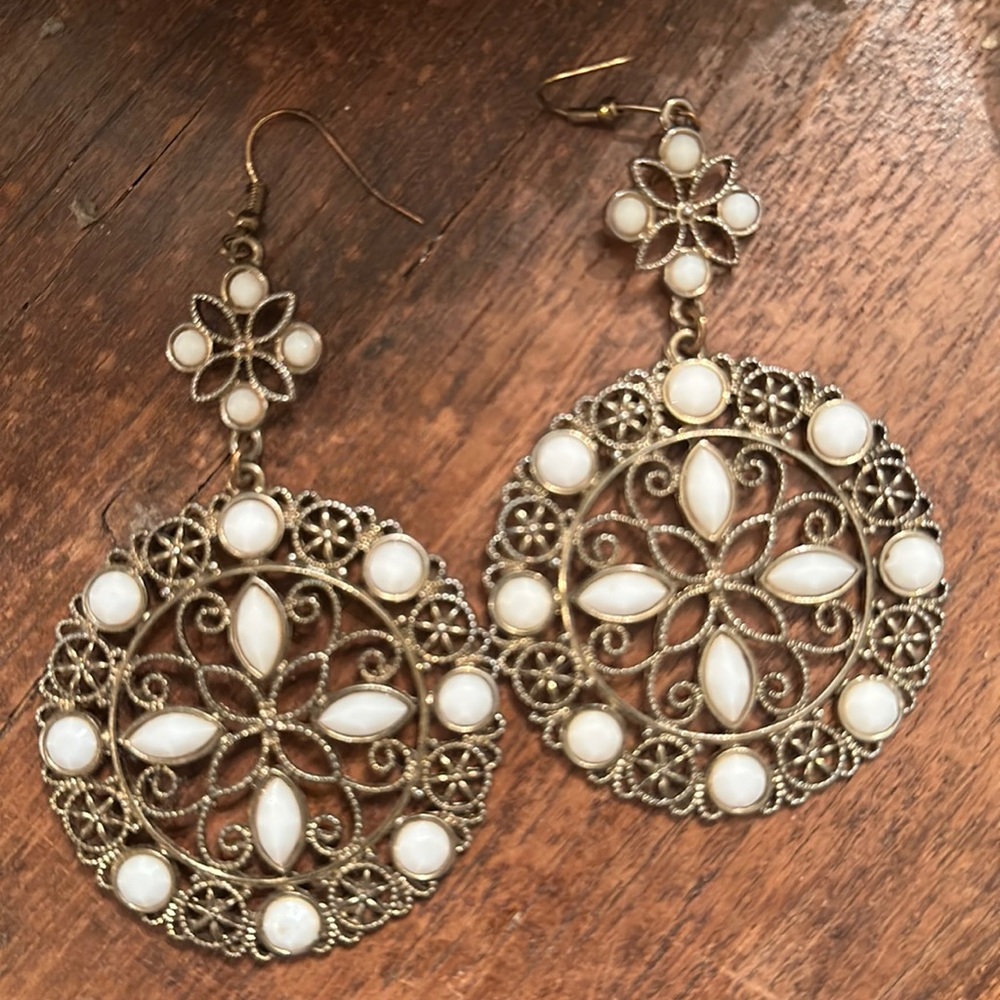 Oversized Vintage Filigree Beaded Statement Earrings
